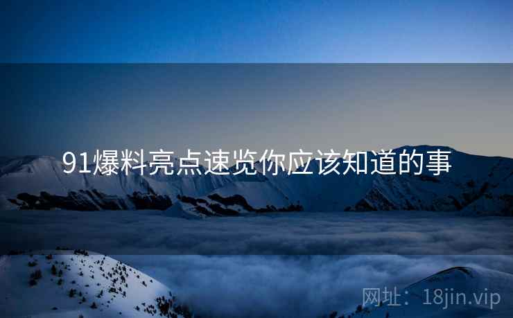 91爆料亮点速览你应该知道的事