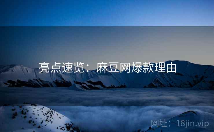 亮点速览：麻豆网爆款理由