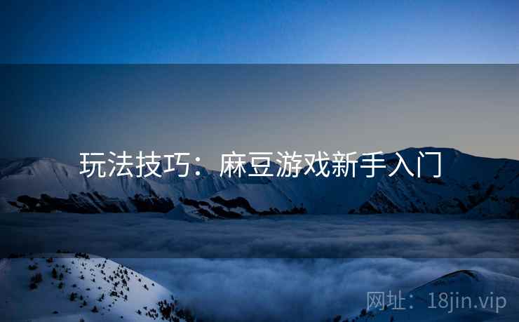 玩法技巧：麻豆游戏新手入门